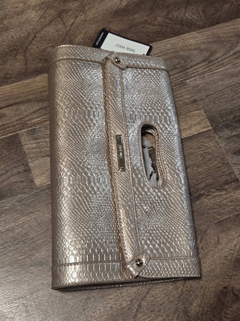 Nine West Metallic Rose Gold Textured Clutch